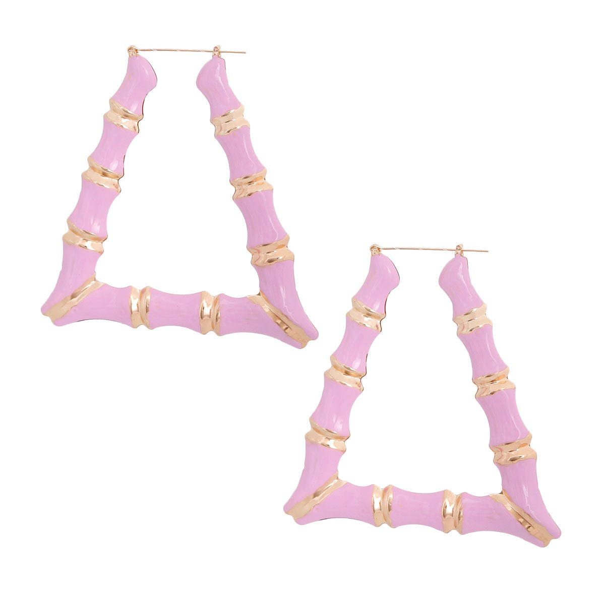 Pink Lavender Trapezoid Bamboo Hoops|3.25 inches - Premium Wholesale Jewelry from Pinktown - Just $12! Shop now at chiquestyles