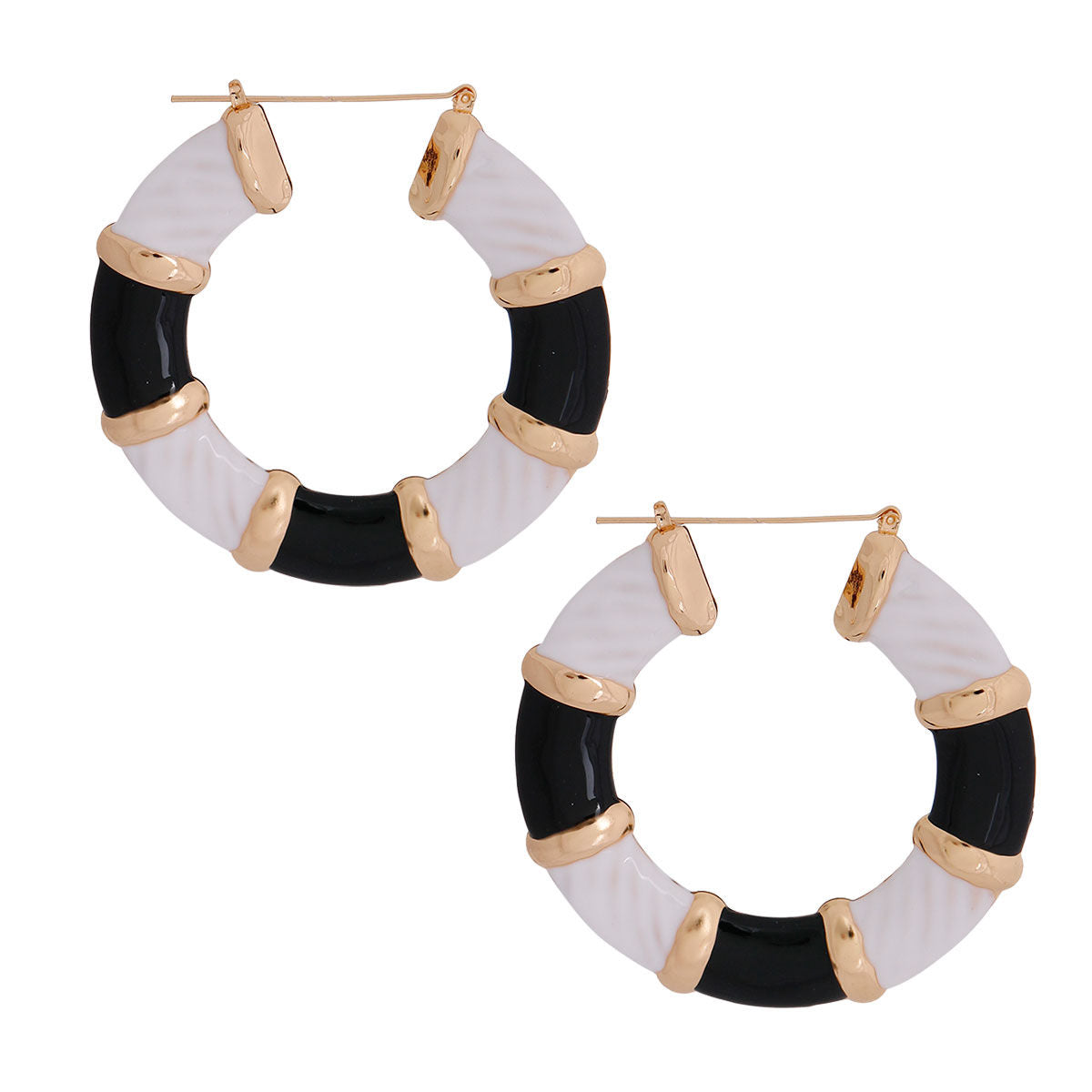 Black and White Wide Bamboo Hoops|3 inches - Premium Wholesale Jewelry from Pinktown - Just $12! Shop now at chiquestyles