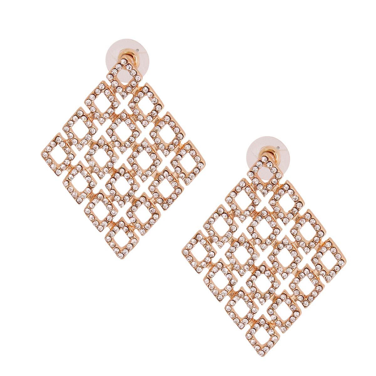 Gold Filigree Diamond Rhinestone Studs|1.85 inches - Premium Wholesale Jewelry from Pinktown - Just $13! Shop now at chiquestyles