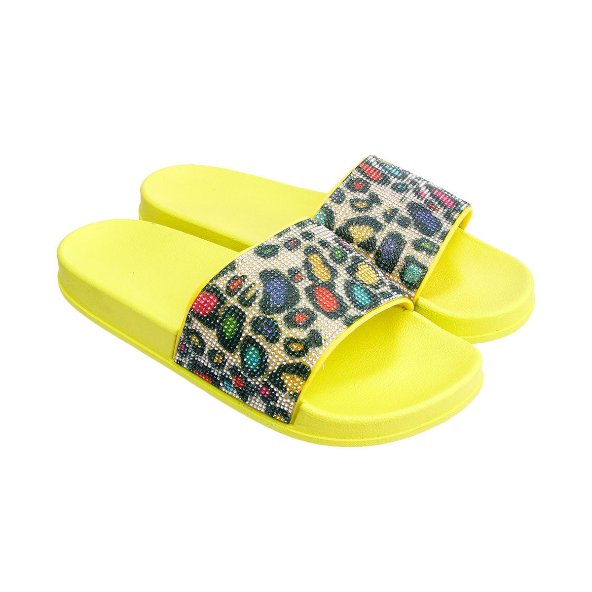 Size 10 Leopard Yellow Slides|Size 10 - Premium Wholesale Fashion Accessories from Pinktown - Just $22! Shop now at chiquestyles