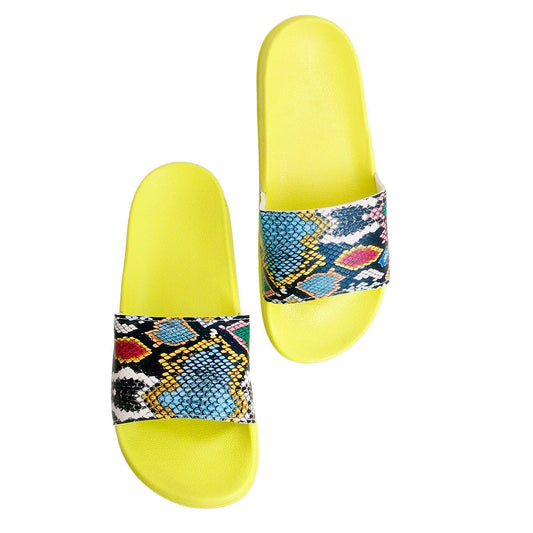 Size 11 Yellow Snake Print Slides|Size 11 - Premium Wholesale Fashion Accessories from Pinktown - Just $17! Shop now at chiquestyles