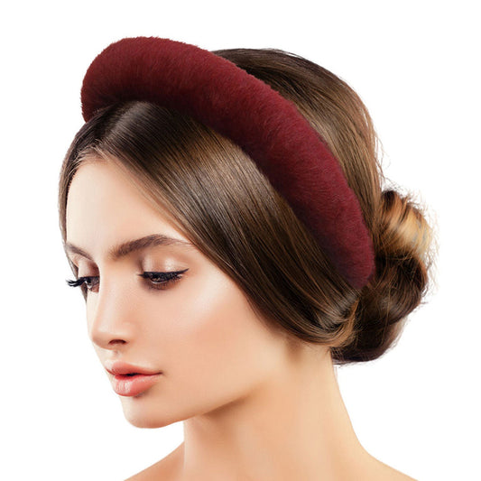 Burgundy Fur Headband|Adjustable - Premium Wholesale Fashion Accessories from Pinktown - Just $11! Shop now at chiquestyles