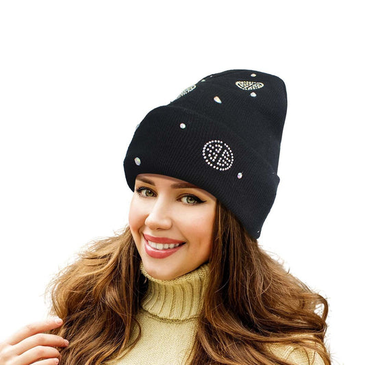 Black Bling Greek Beanie|Stretch to Fit - Premium  from Pinktown - Just $13! Shop now at chiquestyles