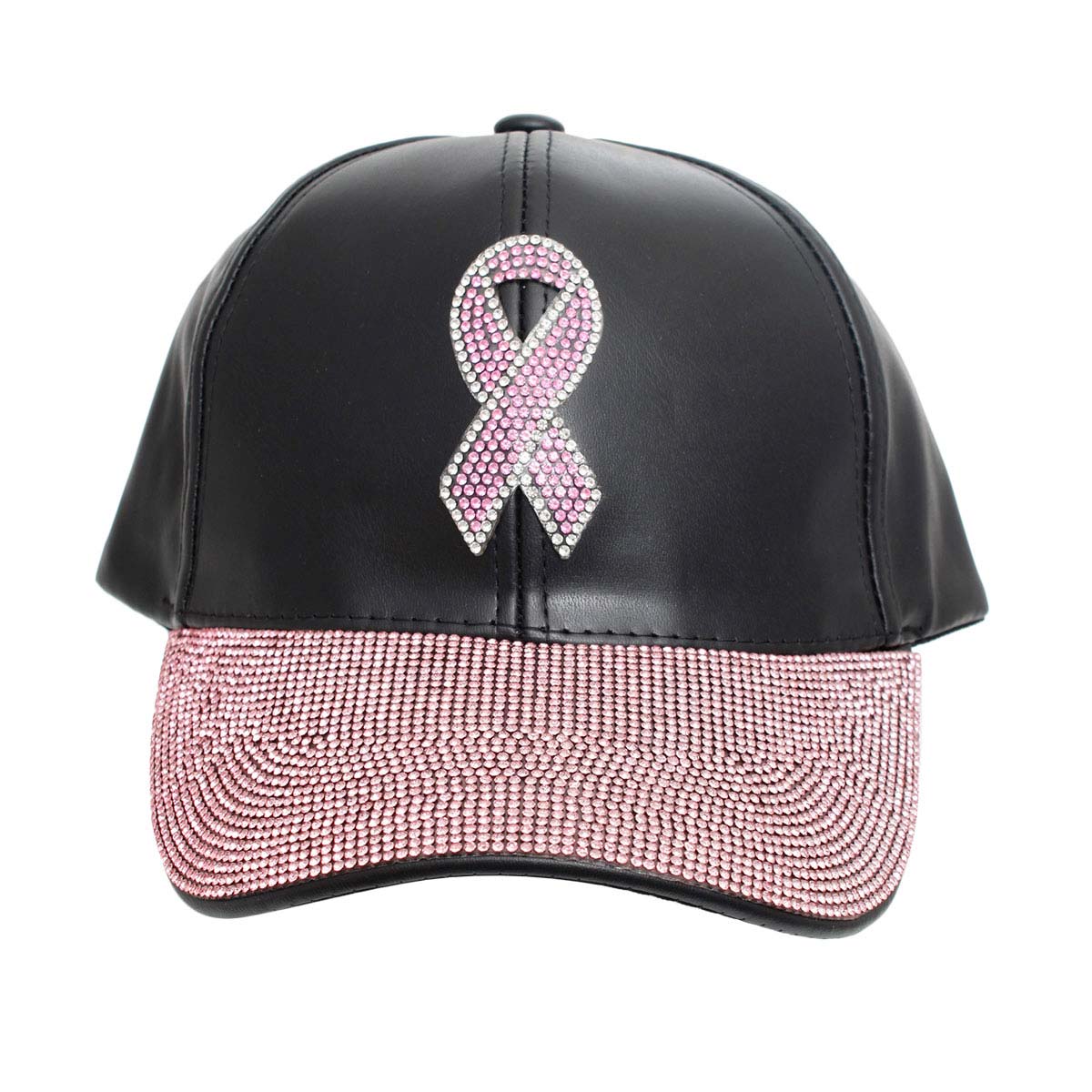 Black Leather Pink Ribbon Hat|Adjustable - Premium Wholesale Fashion Accessories from Pinktown - Just $19! Shop now at chiquestyles