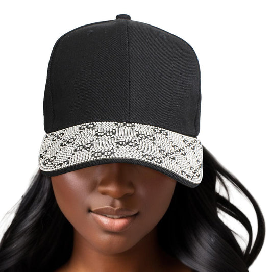 Hat Black Monogram Bling Baseball Cap for Women - Premium Wholesale Fashion Accessories from Pinktown - Just $14! Shop now at chiquestyles