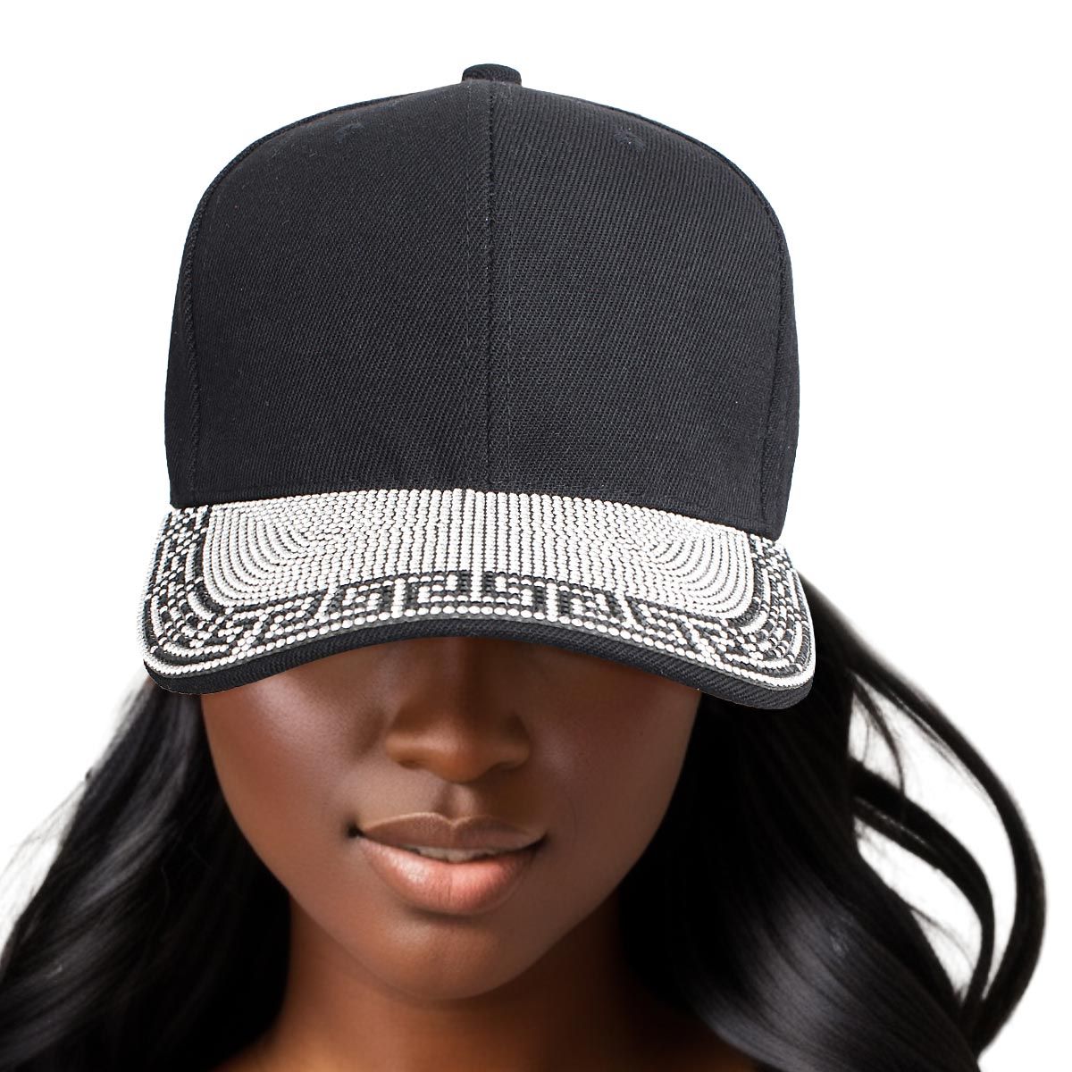 Hat Black Greca Bling Visor Baseball Cap for Women - Premium Wholesale Fashion Accessories from Pinktown - Just $14! Shop now at chiquestyles