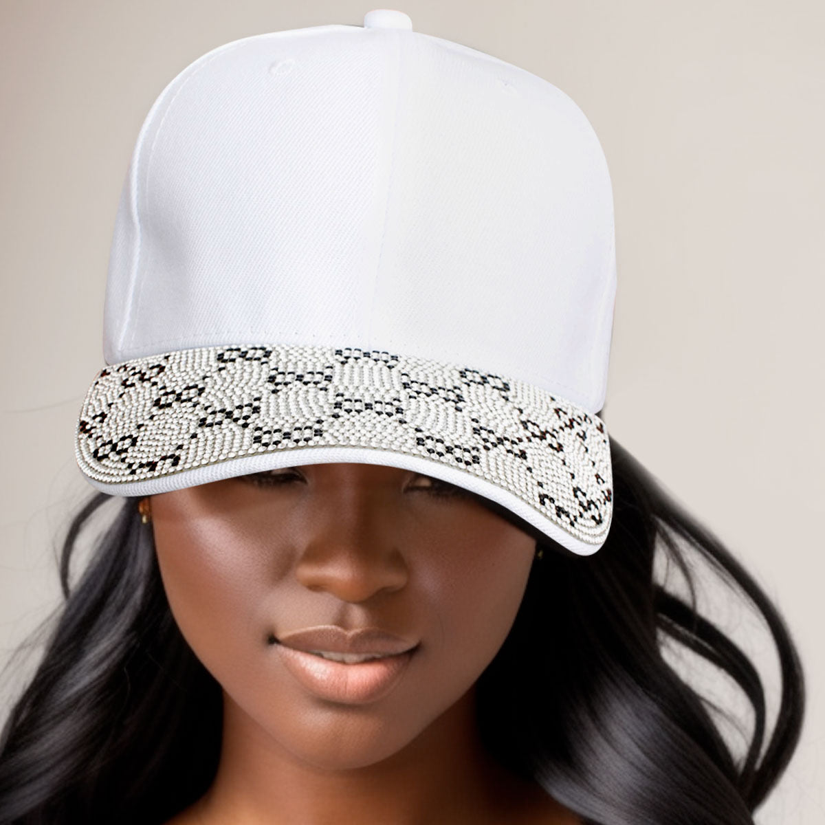 Hat White Monogram Bling Baseball Cap for Women - Premium Wholesale Fashion Accessories from Pinktown - Just $14! Shop now at chiquestyles