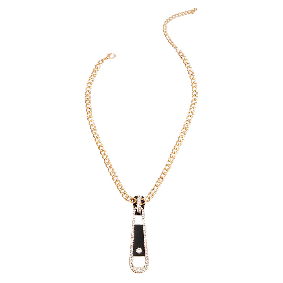 Black Gold Zipper Pendant Necklace|16 inches - Premium Wholesale Jewelry from Pinktown - Just $11! Shop now at chiquestyles