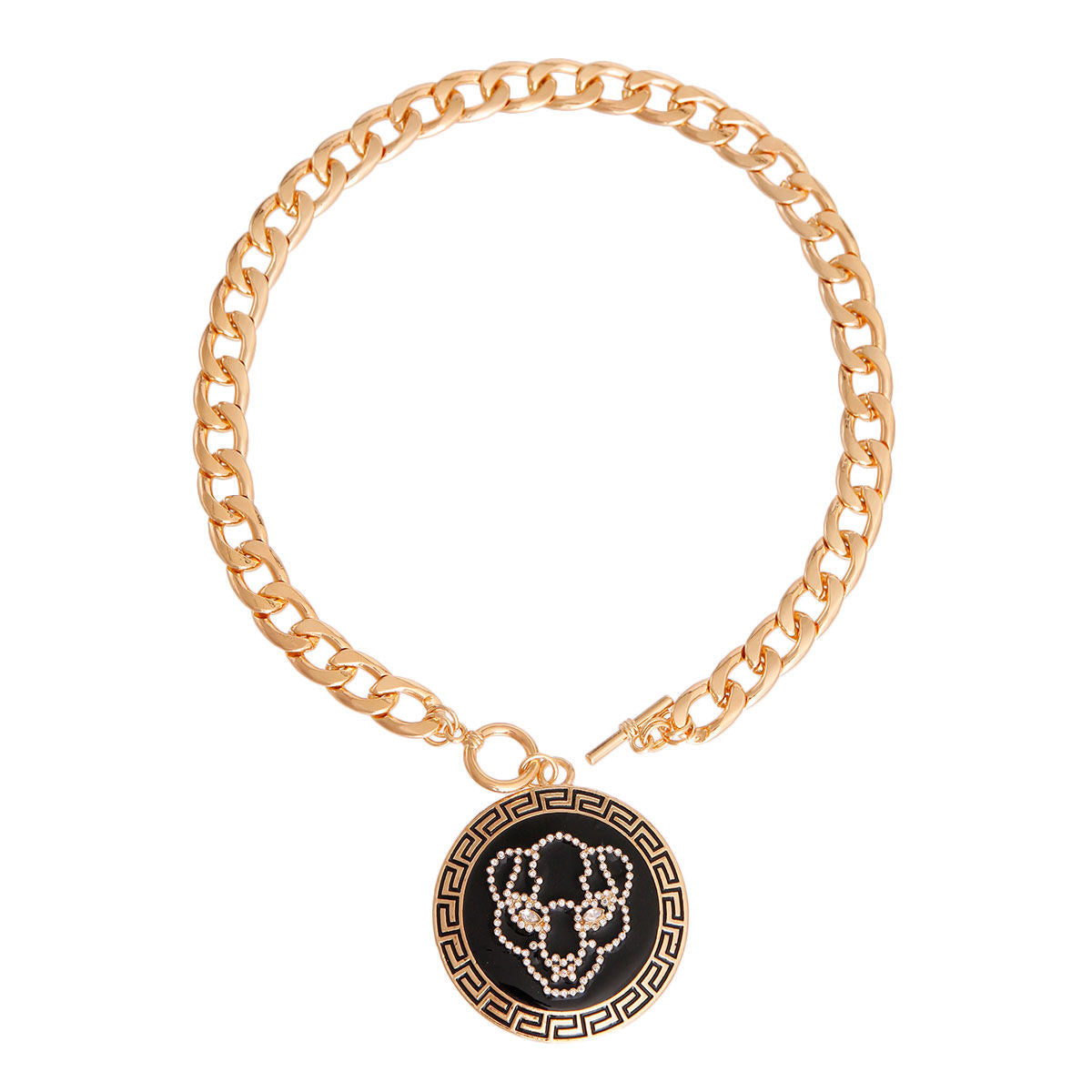 Gold Tiger Greek Medallion Chain|16 inches - Premium Wholesale Jewelry from Pinktown - Just $15! Shop now at chiquestyles