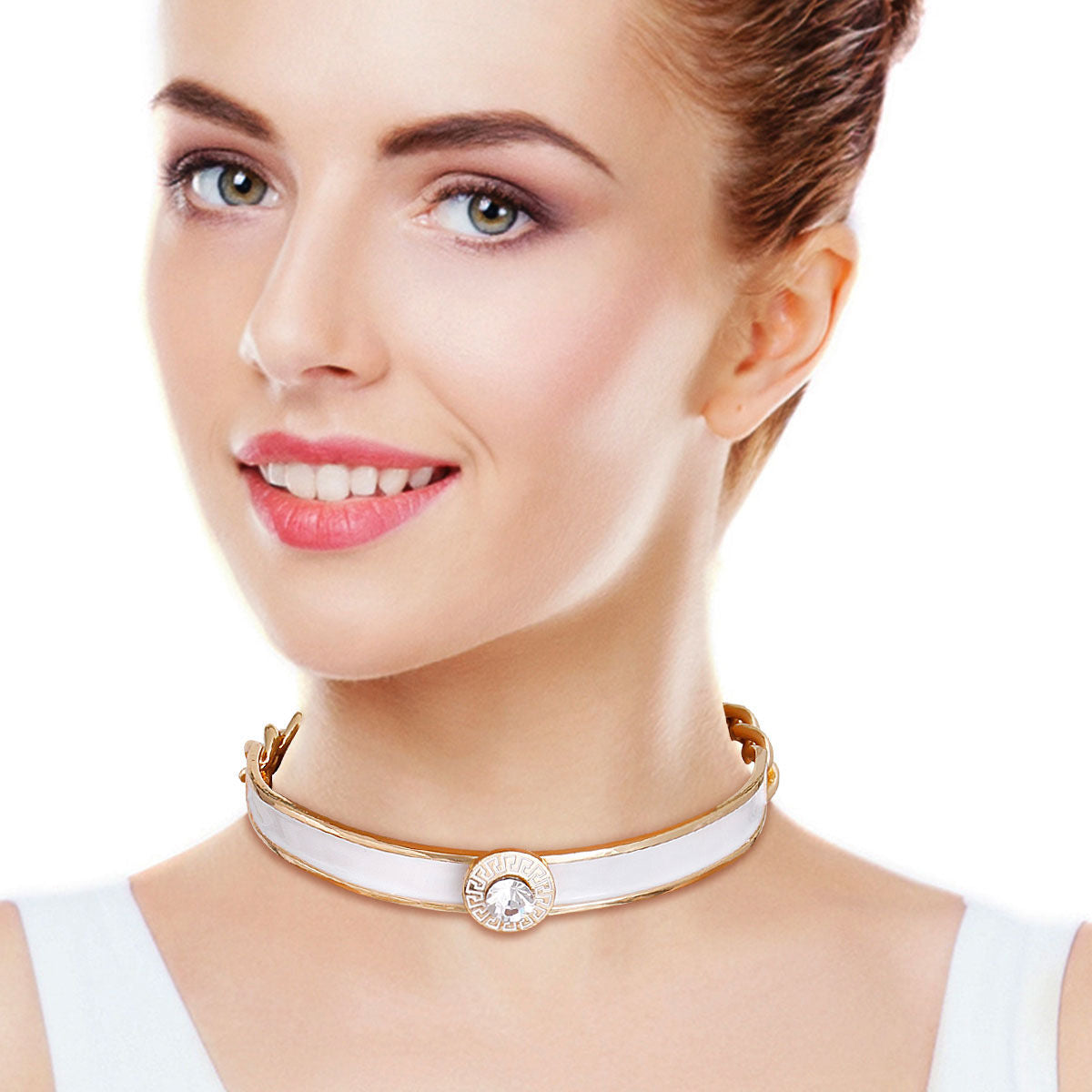 White Greek Medallion Choker|16 inches - Premium Wholesale Jewelry from Pinktown - Just $16! Shop now at chiquestyles