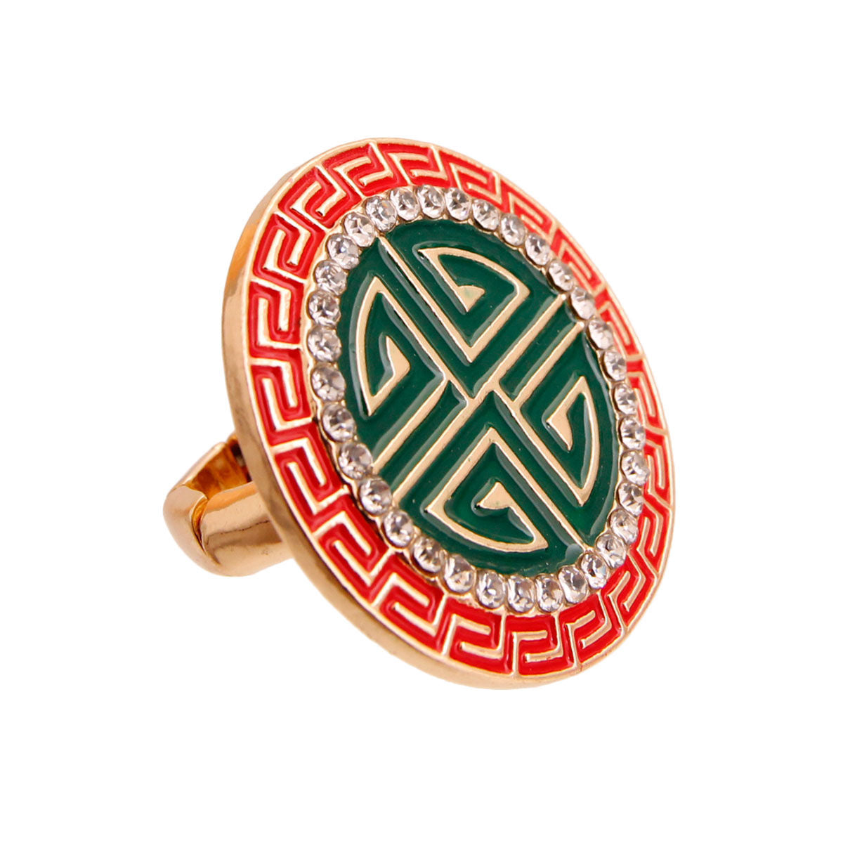 Gold Red Round Greek Cocktail Ring|Stretch to Fit - Premium Wholesale Jewelry from Pinktown - Just $9! Shop now at chiquestyles