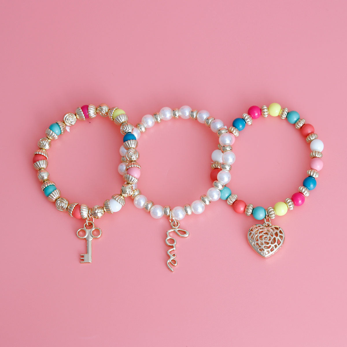 3 Strand Multi Love Bracelets|Stretch to Fit - Premium Wholesale Jewelry from Pinktown - Just $10! Shop now at chiquestyles