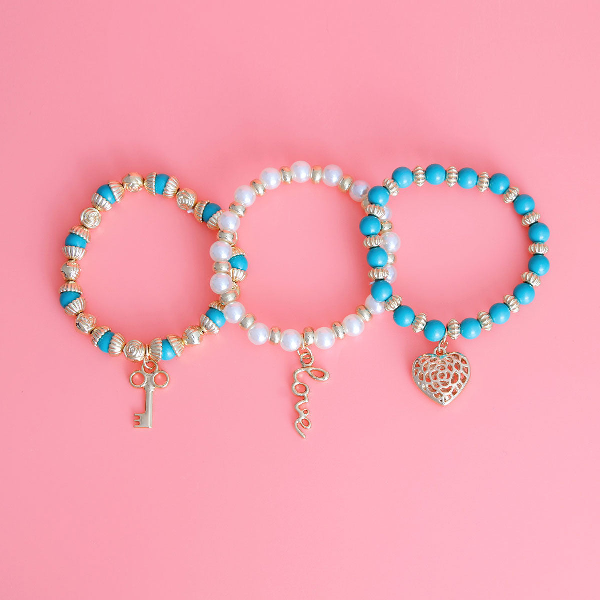 3 Strand Mint Love Bracelets|Stretch to Fit - Premium Wholesale Jewelry from Pinktown - Just $10! Shop now at chiquestyles