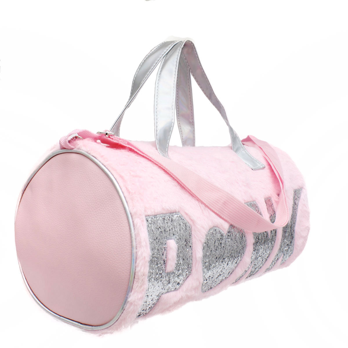Pink Fur Glitter Duffel Bag|14.5 x 7 x 8 inches - Premium Wholesale Fashion Accessories from Pinktown - Just $51! Shop now at chiquestyles