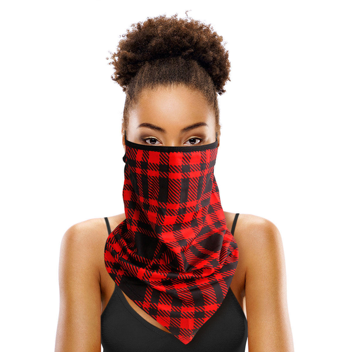 Red and Black Buffalo Plaid Scarf Mask|Stretch to Fit - Premium Wholesale Fashion Accessories from Pinktown - Just $9! Shop now at chiquestyles