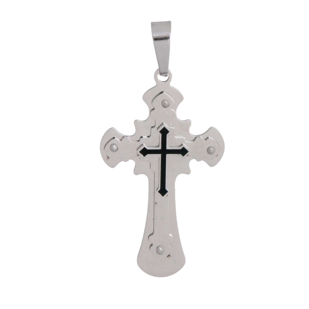 Silver Stainless Steel Cross Pendant|3 x 1.5 inches - Premium Wholesale Jewelry from Pinktown - Just $14! Shop now at chiquestyles