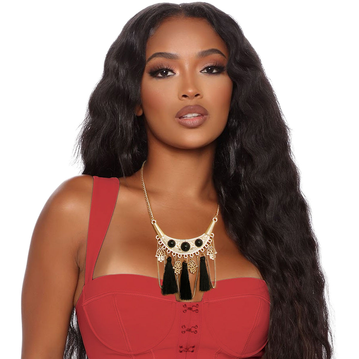 Tribal Black Tassel Necklace Set|18 inches - Premium Wholesale Jewelry from Pinktown - Just $13! Shop now at chiquestyles