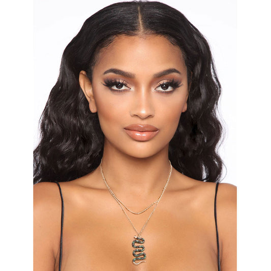 Designer Green Snake Layer Necklace|16 inches - Premium Wholesale Jewelry from Pinktown - Just $9! Shop now at chiquestyles