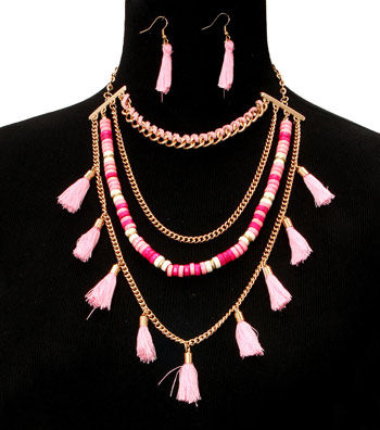 Yarn Tassel Necklace Set|18 inches - Premium Wholesale Jewelry from Pinktown - Just $12! Shop now at chiquestyles