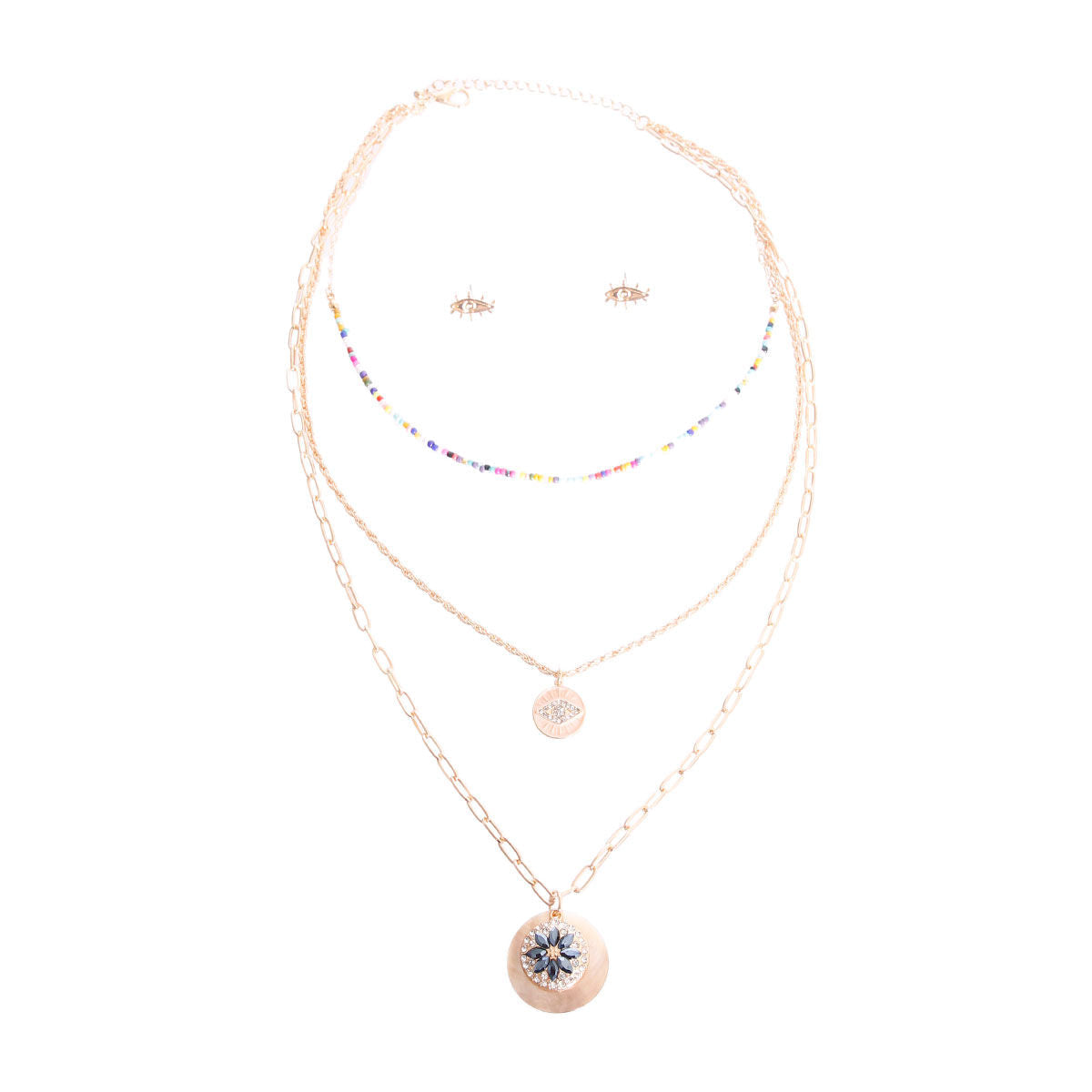 Abalone Evil Eye Pendant Necklace|16 inches - Premium Wholesale Jewelry from Pinktown - Just $15! Shop now at chiquestyles