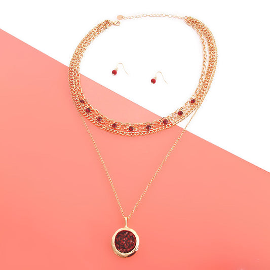 4 Strand Burgundy Glass Necklace|16 inches - Premium Wholesale Jewelry from Pinktown - Just $15! Shop now at chiquestyles