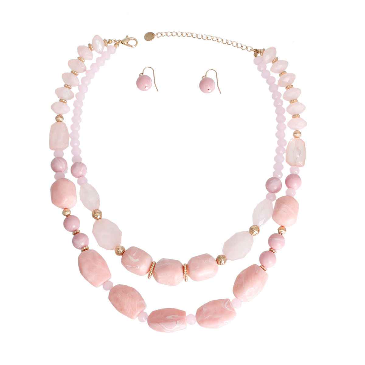 Light Pink Marbled Bead Set|18 inches - Premium Wholesale Jewelry from Pinktown - Just $17! Shop now at chiquestyles