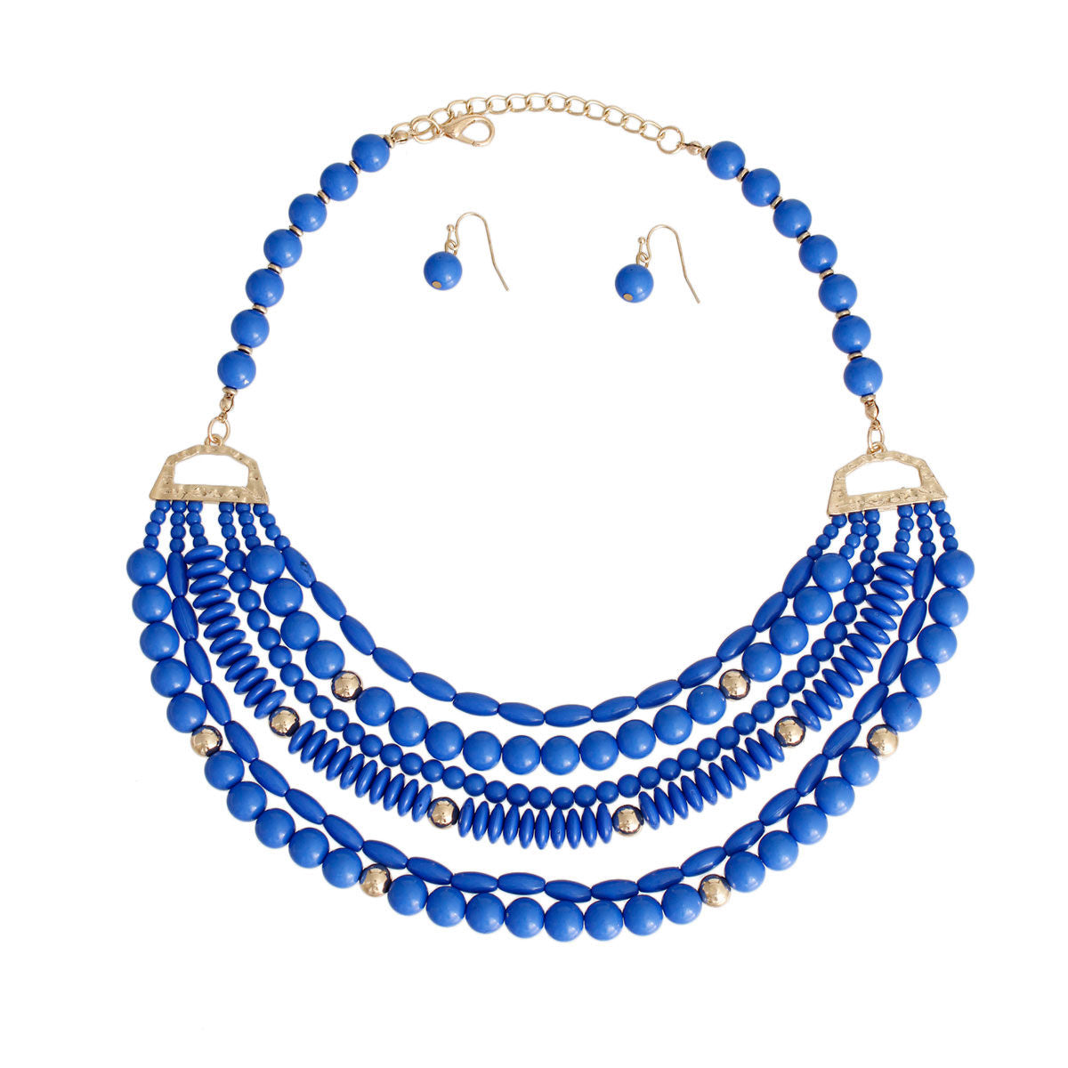 6 Layer Blue Bead Necklace|16.5 inches - Premium Wholesale Jewelry from Pinktown - Just $16! Shop now at chiquestyles