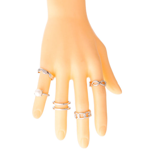 Silver Pearl Midi Ring Set|Various - Premium Wholesale Jewelry from Pinktown - Just $7! Shop now at chiquestyles