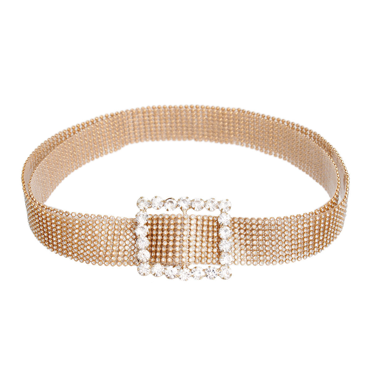 Gold Pave 9 Row Buckle Belt|47 inches - Premium Wholesale Fashion Accessories from Pinktown - Just $21! Shop now at chiquestyles