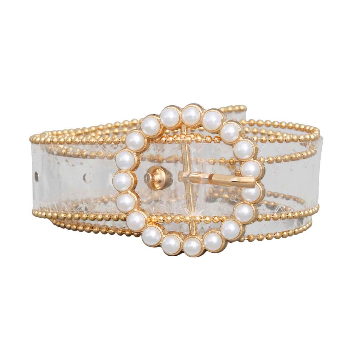 Gold Pearl Transparent Belt|40 inches - Premium Wholesale Fashion Accessories from Pinktown - Just $11! Shop now at chiquestyles