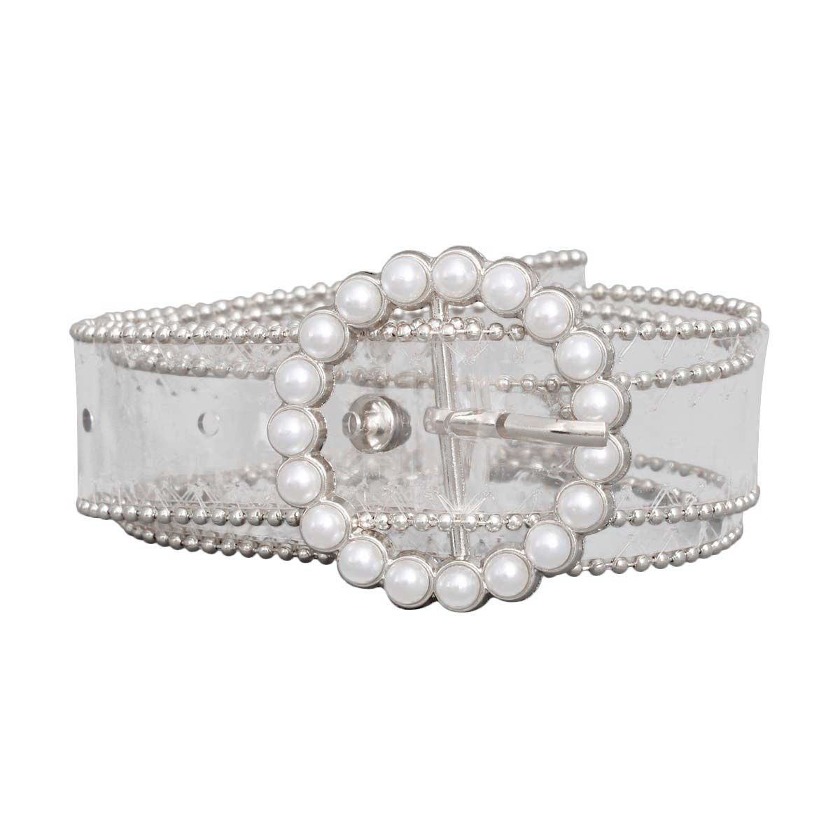 Silver Pearl Transparent Belt|40 inches - Premium Wholesale Fashion Accessories from Pinktown - Just $11! Shop now at chiquestyles