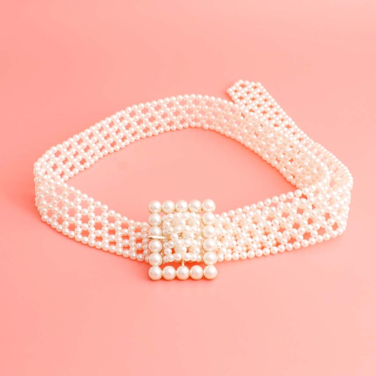 Cream Fancy Pearl Belt|39.5 inches - Premium Wholesale Fashion Accessories from Pinktown - Just $28! Shop now at chiquestyles