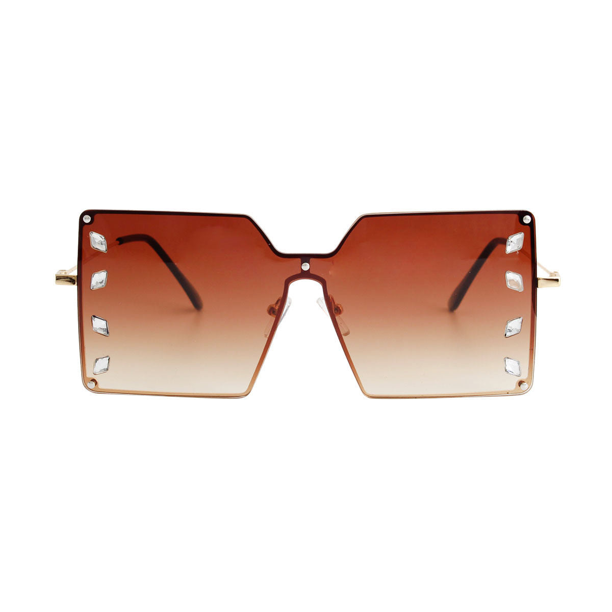 Brown Square Stone Sunglasses|5.5 x 2.25 inches - Premium Wholesale Fashion Accessories from Pinktown - Just $15! Shop now at chiquestyles