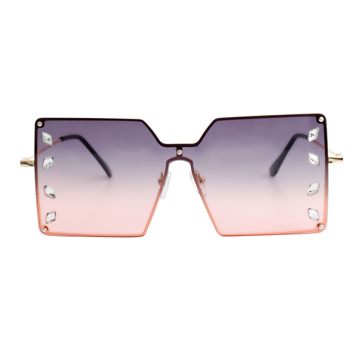 Purple Square Stone Sunglasses|5.5 x 2.25 inches - Premium Wholesale Fashion Accessories from Pinktown - Just $15! Shop now at chiquestyles