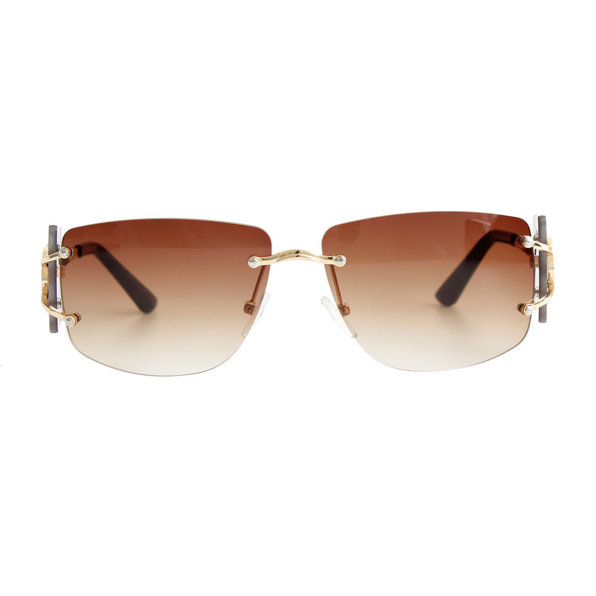 Brown Rimless Temple Sunglasses|5.25 x 1.75 inches - Premium Wholesale Fashion Accessories from Pinktown - Just $17! Shop now at chiquestyles