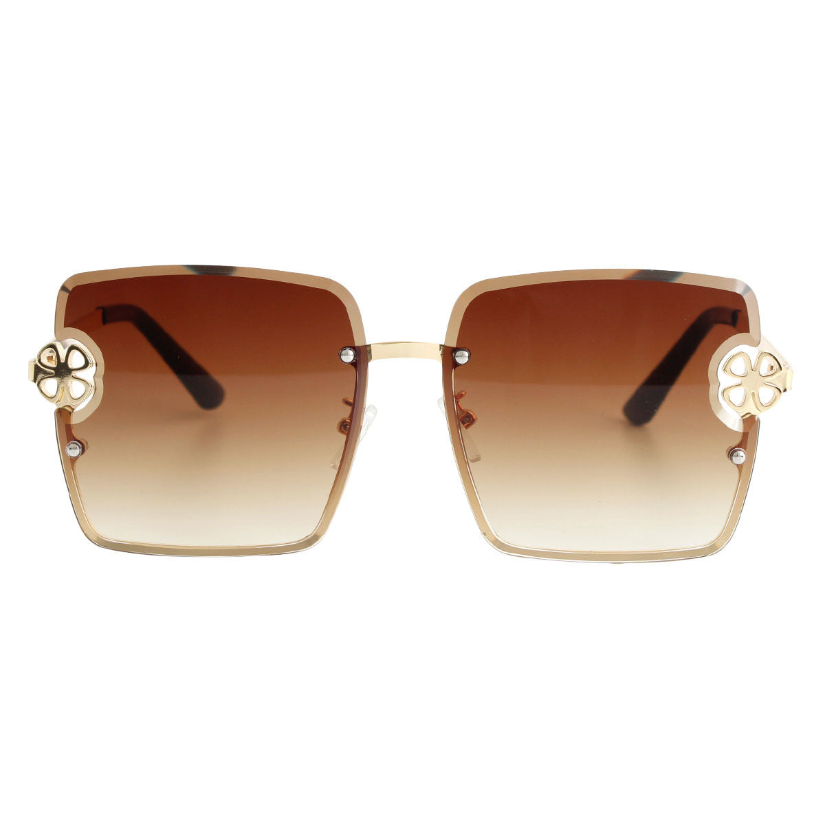 Brown Square Clover Sunglasses|5.5 x 2.25 inches - Premium Wholesale Fashion Accessories from Pinktown - Just $13! Shop now at chiquestyles