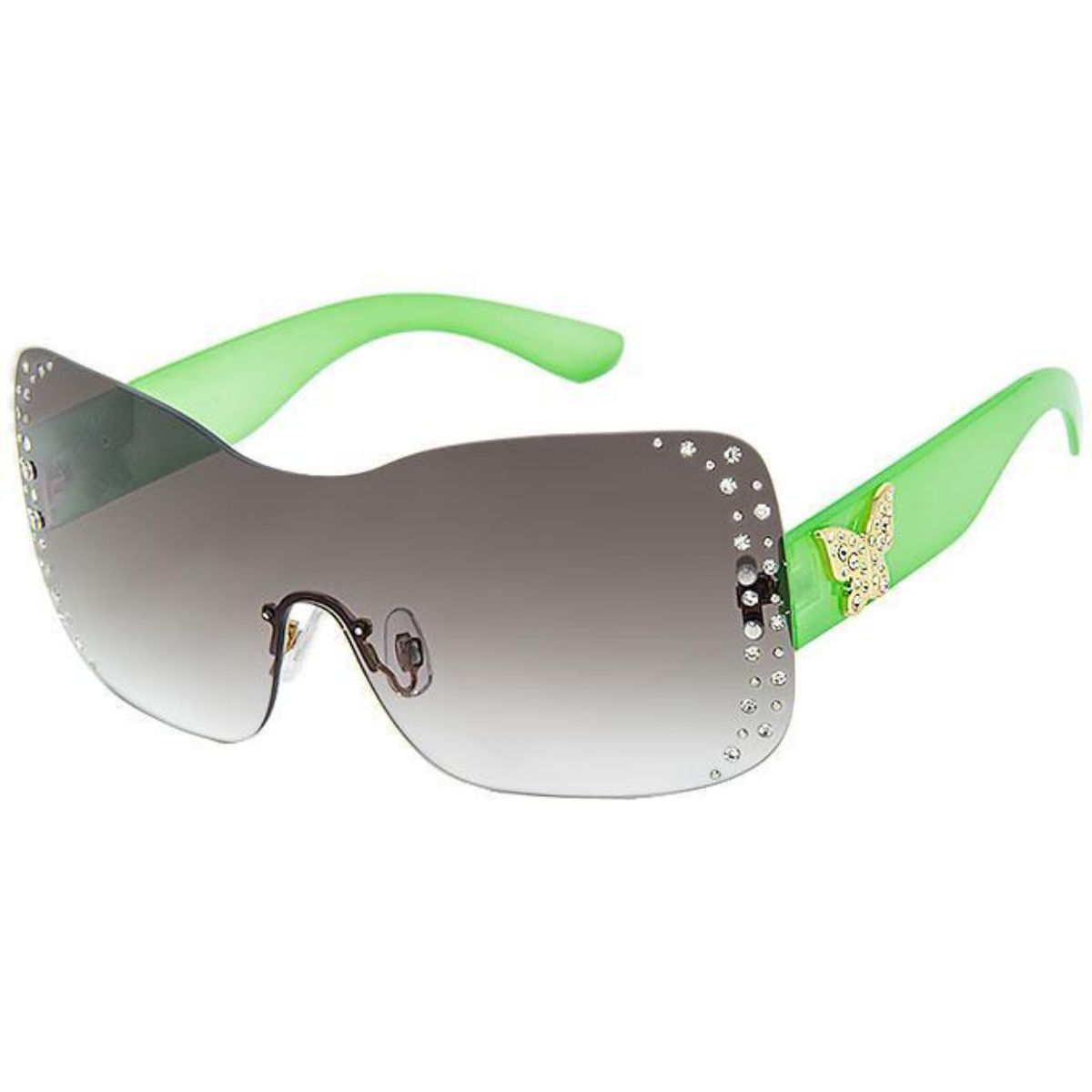 Green Rimless Butterfly Sunglasses|6.15 x 2.35 inches - Premium Wholesale Fashion Accessories from Pinktown - Just $16! Shop now at chiquestyles