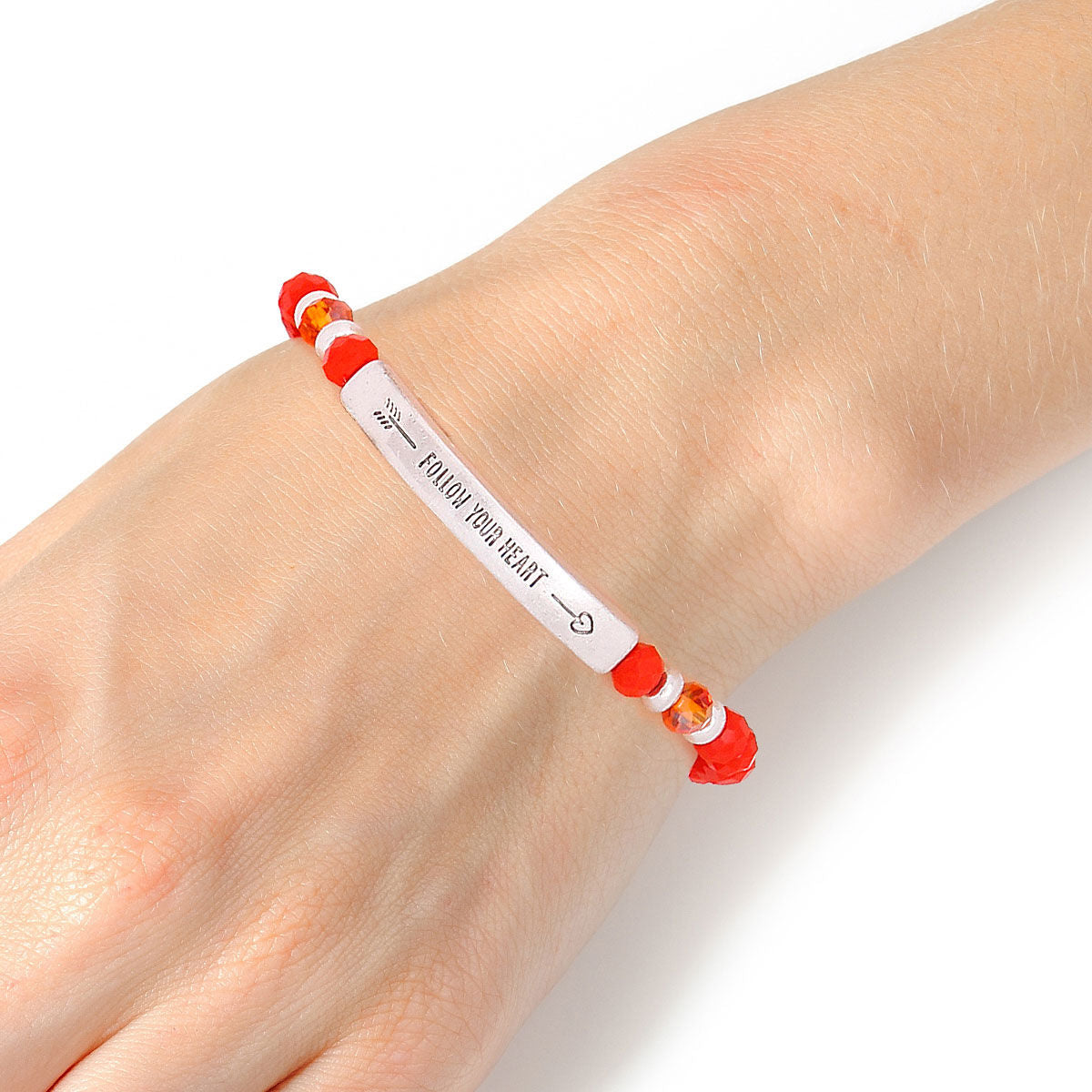 Coral Follow your Heart Bracelet|Stretch to Fit - Premium Wholesale Jewelry from Pinktown - Just $6! Shop now at chiquestyles