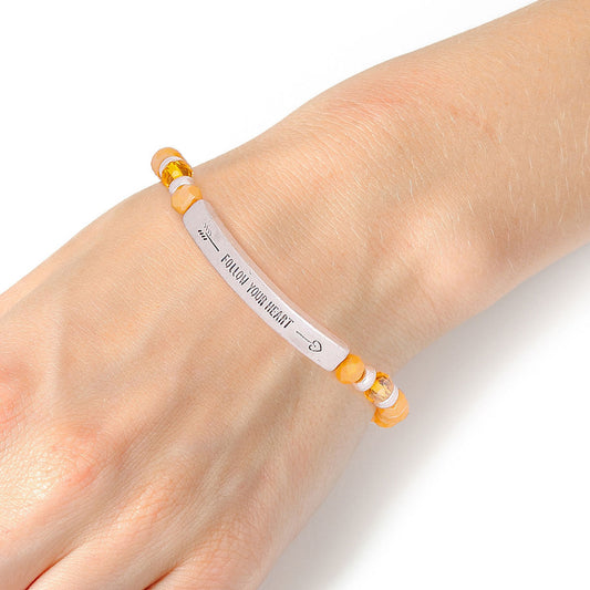 Yellow Follow your Heart Bracelet|Stretch to Fit - Premium Wholesale Jewelry from Pinktown - Just $6! Shop now at chiquestyles