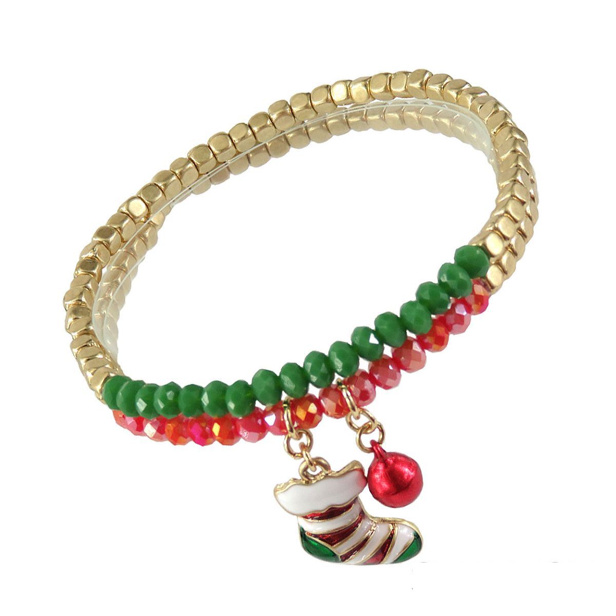 2 Pcs Xmas Stocking Bracelet|Stretch to Fit - Premium Wholesale Jewelry from Pinktown - Just $8! Shop now at chiquestyles