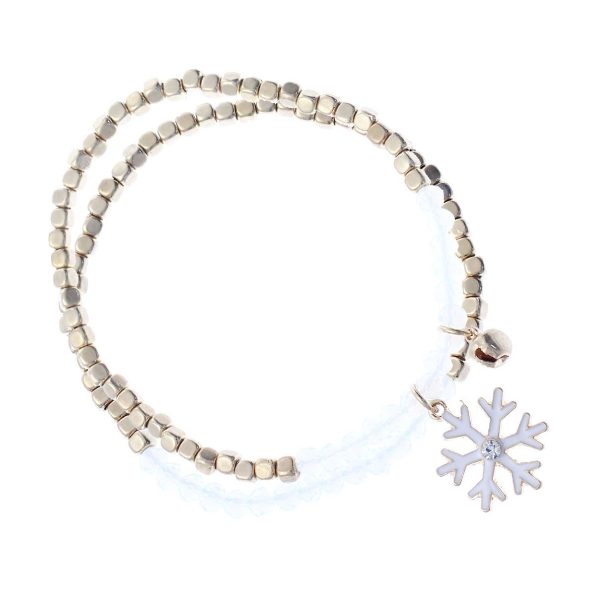 2 Pcs White Snowflake Bracelet|Stretch to Fit - Premium Wholesale Jewelry from Pinktown - Just $8! Shop now at chiquestyles