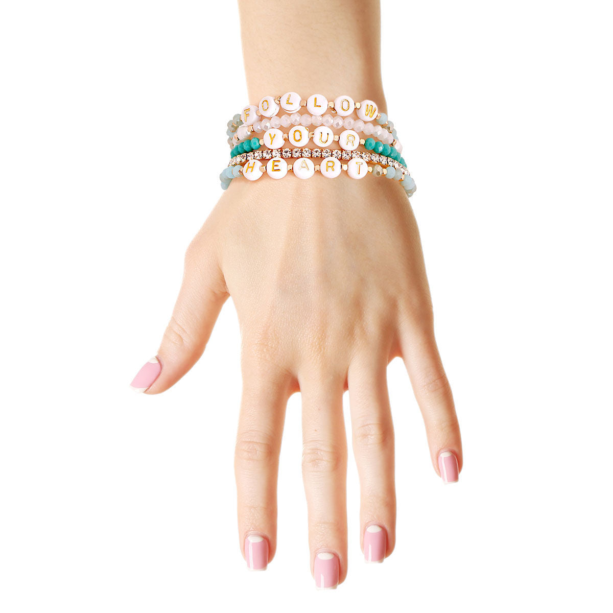 Follow Your Heart Aqua Beaded Bracelets|Stretch to Fit - Premium Wholesale Jewelry from Pinktown - Just $13! Shop now at chiquestyles