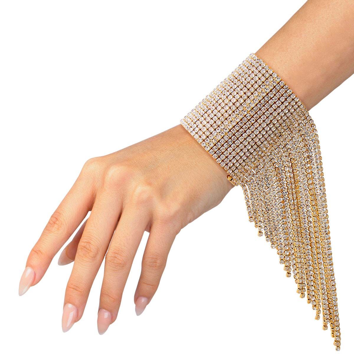 Gold 20 Line Fringe Cuff|Adjustable - Premium Wholesale Jewelry from Pinktown - Just $46! Shop now at chiquestyles