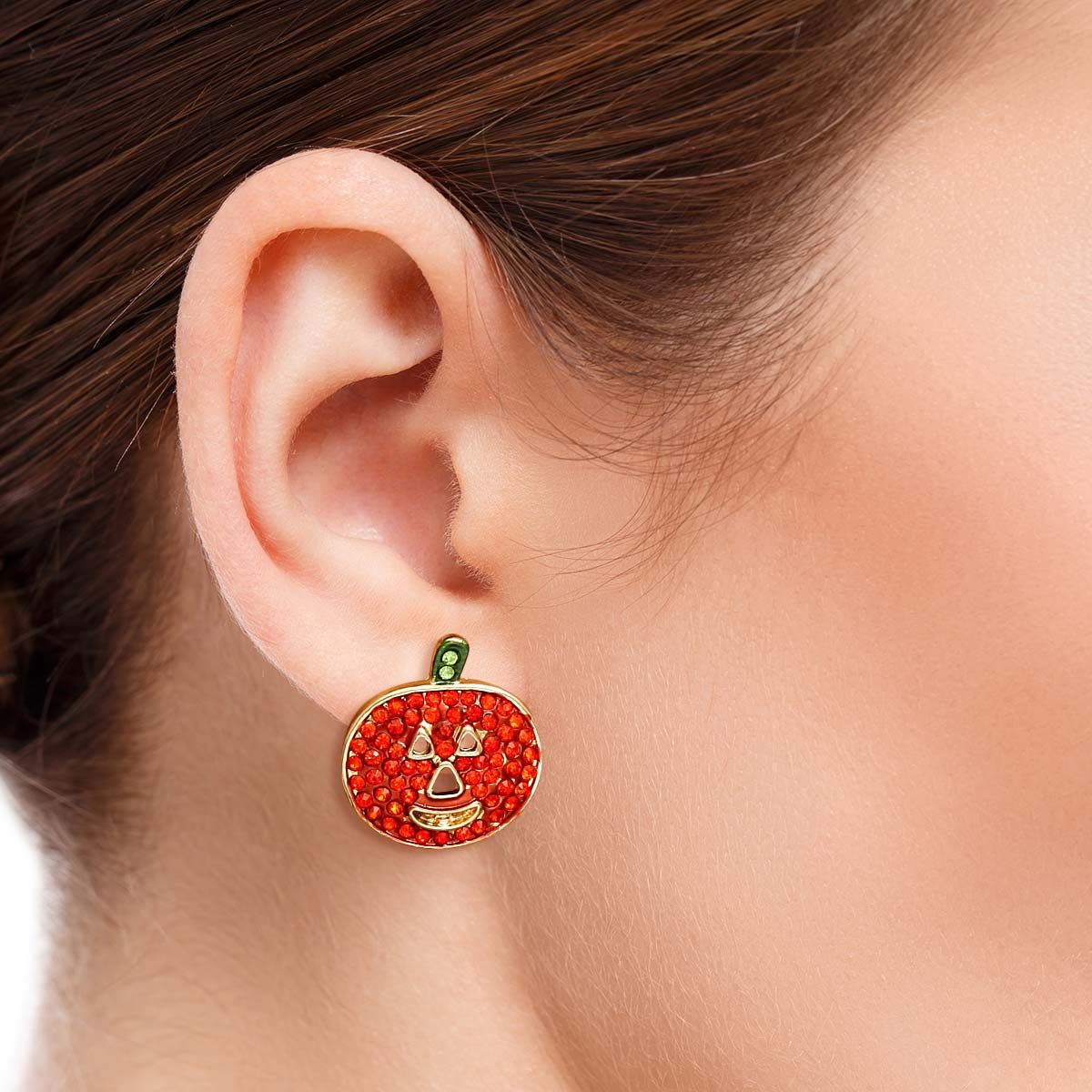 Orange Jack O Lantern Studs|.85 x .8 inches - Premium Wholesale Jewelry from Pinktown - Just $10! Shop now at chiquestyles