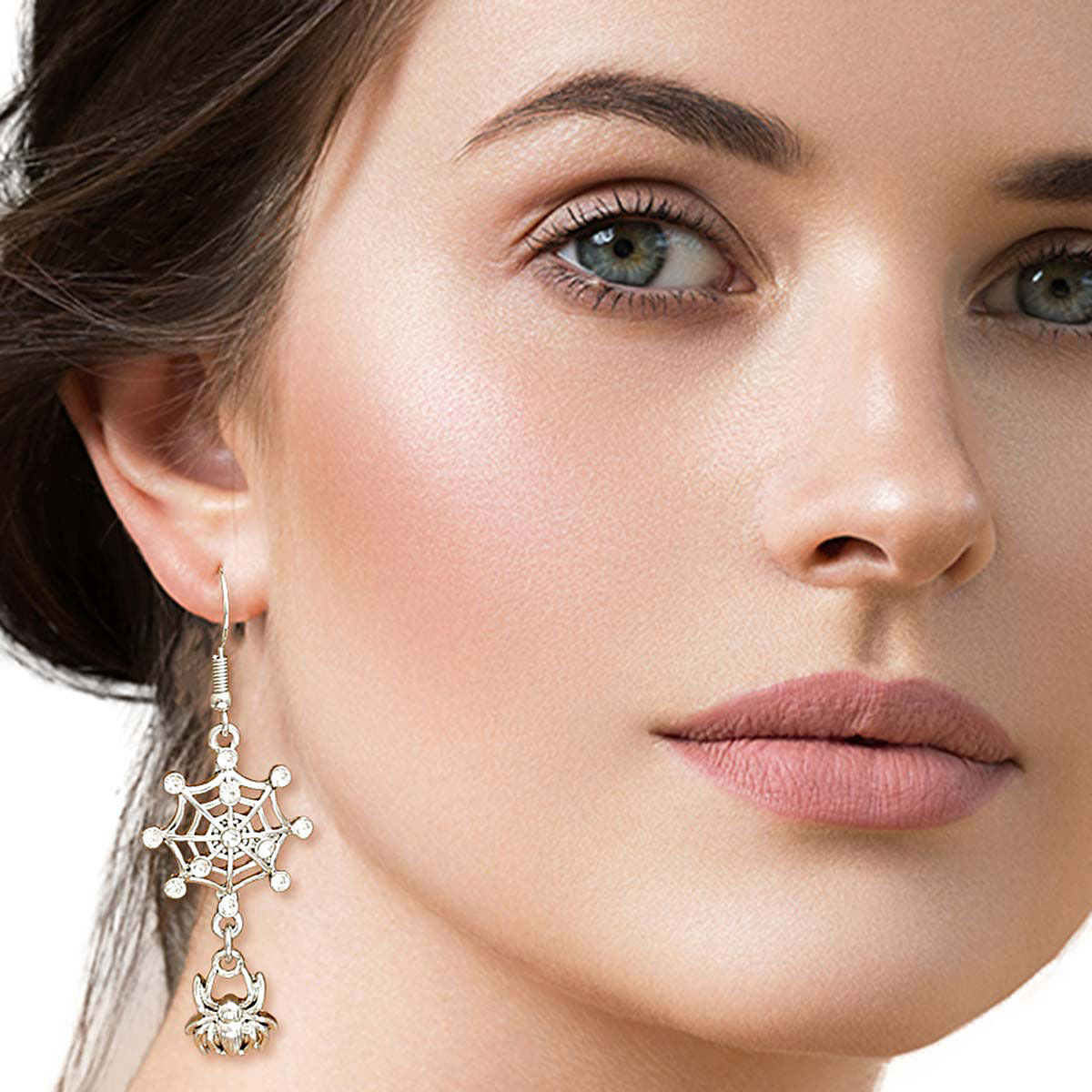 Silver Spider and Web Earrings|2.2 inches - Premium Wholesale Jewelry from Pinktown - Just $5! Shop now at chiquestyles