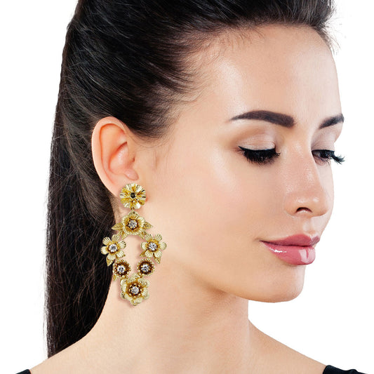 Vintage Gold Metal Flower Earrings|2.5 inches - Premium Wholesale Jewelry from Pinktown - Just $11! Shop now at chiquestyles