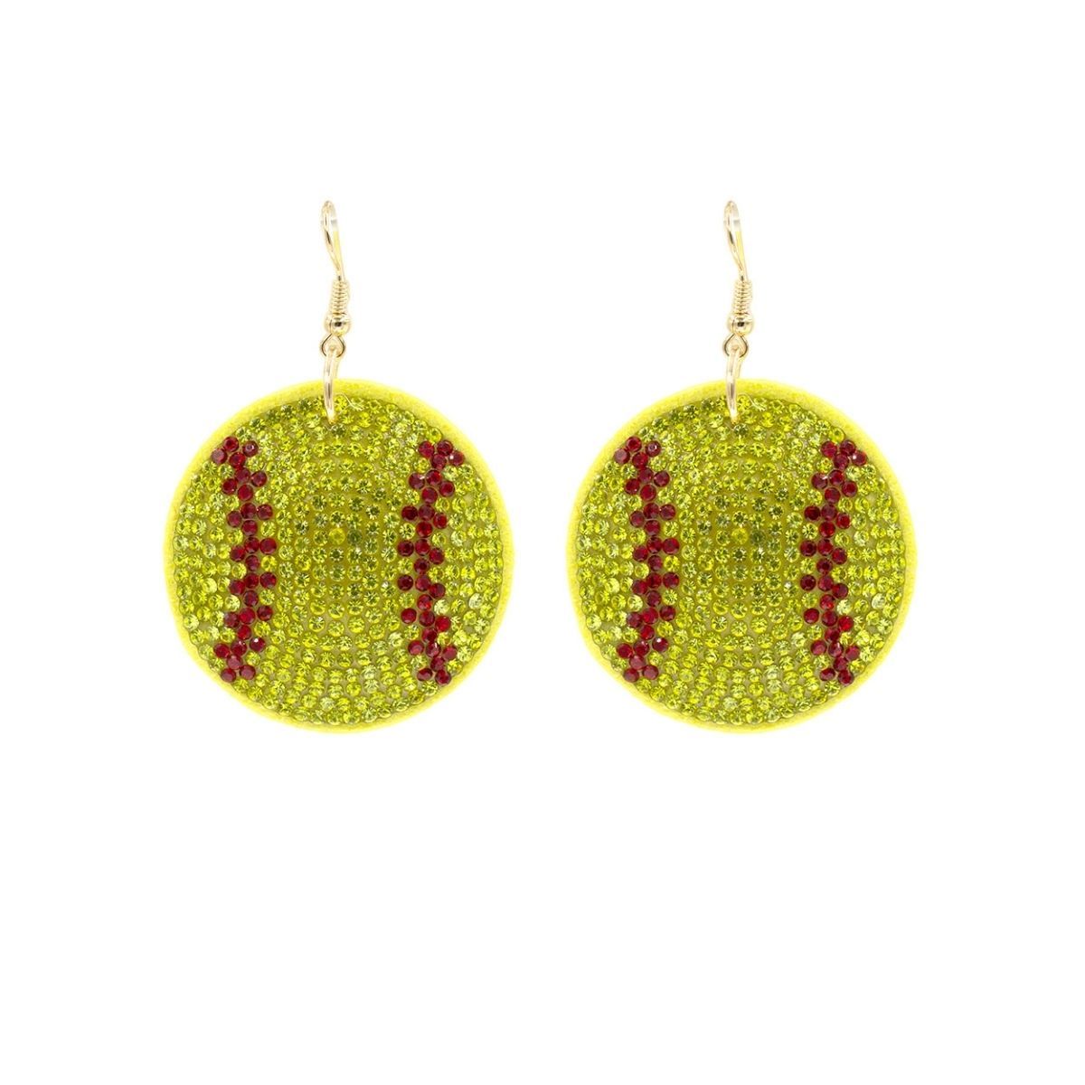 Yellow Softball Padded Earrings|2.5 inches - Premium Wholesale Jewelry from Pinktown - Just $8! Shop now at chiquestyles