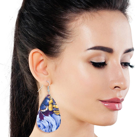 Various Flower Printed Teardrop Earrings|2.85 inches - Premium Wholesale Jewelry from Pinktown - Just $4! Shop now at chiquestyles