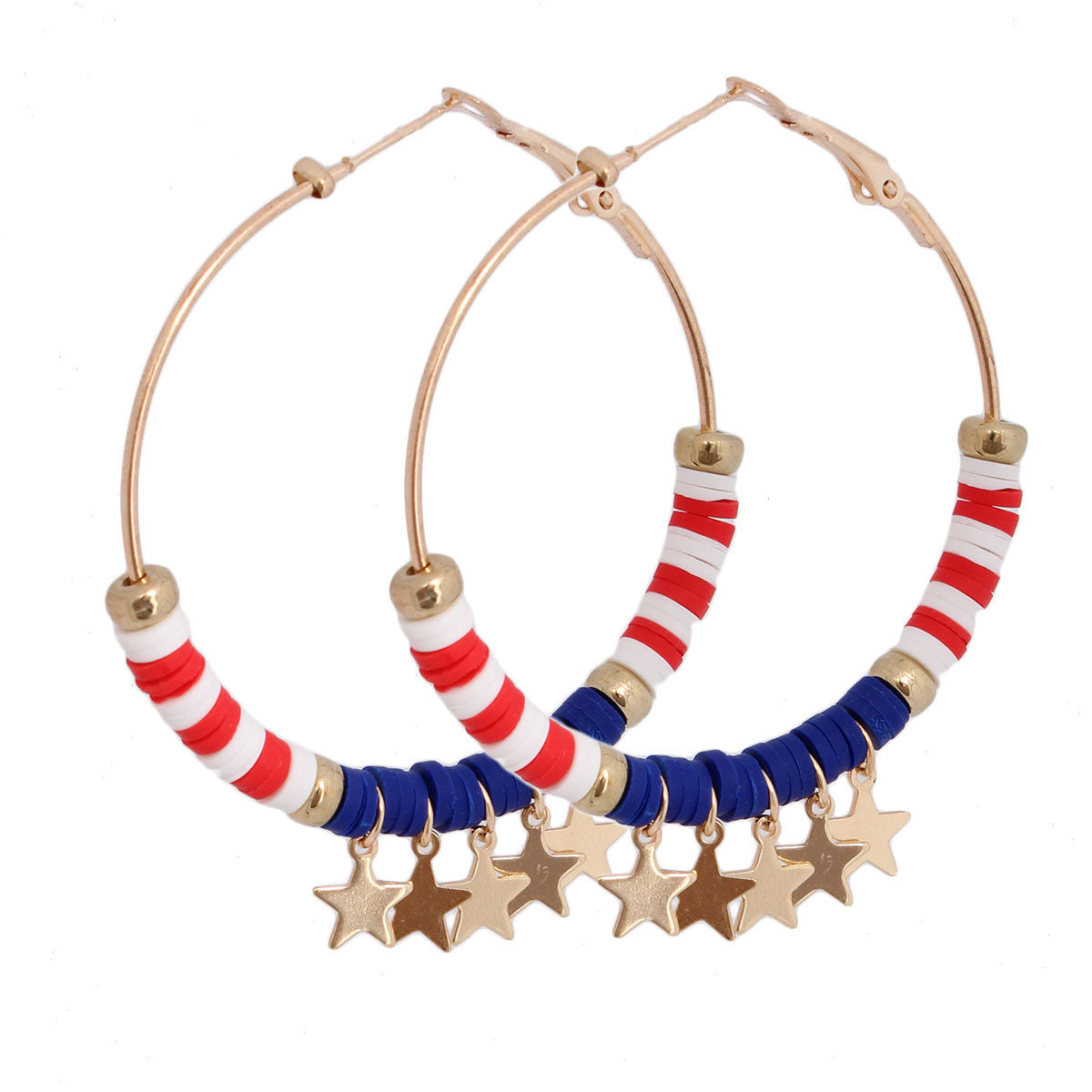 American Flag Star Dangle Hoops|2 inches - Premium Wholesale Jewelry from Pinktown - Just $8! Shop now at chiquestyles