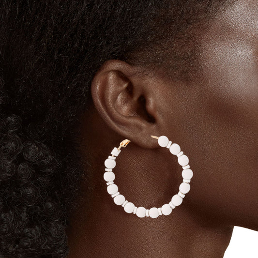 White Rubber Bead Hoops|1.75 inches - Premium Wholesale Jewelry from Pinktown - Just $7! Shop now at chiquestyles